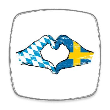 Bavaria Sweden Flag Hands Heart Shape Used - Square fridge magnet - white - Front
