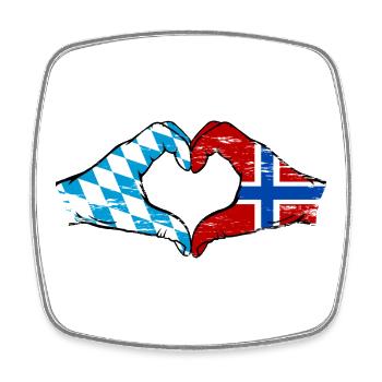 Bavière, Norvège, drapeau, aiguilles, forme de coeur utilisé - Magnet carré - blanc - Devant