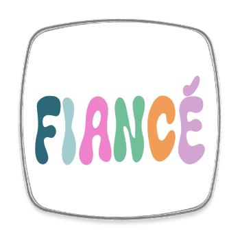 Fiance Pastel Lettering - Square fridge magnet - white - Front