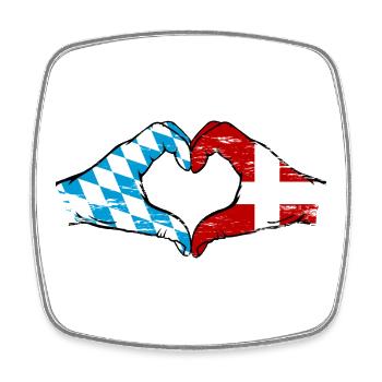 Bavière, Danemark, drapeau, aiguilles, forme de coeur utilisé - Magnet carré - blanc - Devant