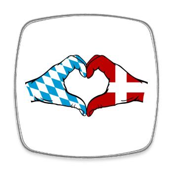 Bavière, Danemark, Drapeau, Mains, Coeur - Magnet carré - blanc - Devant