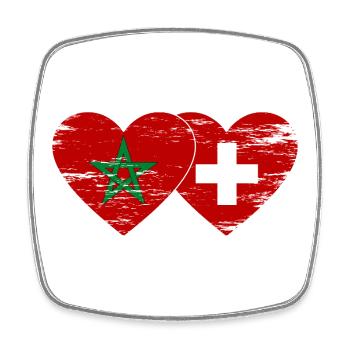 Maroc Suisse Drapeau Coeur utilisé - Magnet carré - blanc - Devant
