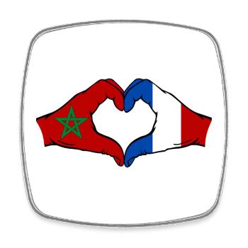 Drapeau du Maroc France Aiguilles Coeur - Magnet carré - blanc - Devant