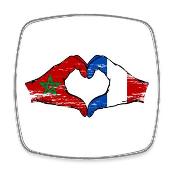 Drapeau du Maroc France Aiguilles Coeur - Magnet carré - blanc - Devant