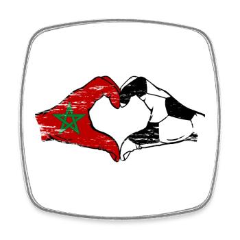 Drapeau de football du Maroc mains forme de coeur utilisé - Magnet carré - blanc - Devant