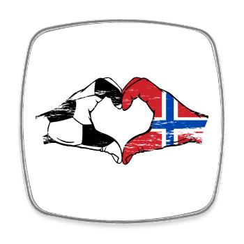 Norway Football Flag Hands Heart Shape Used - Square fridge magnet - white - Front