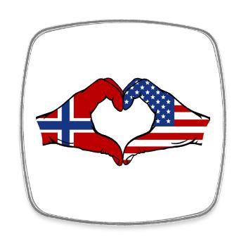 Norvège États-Unis Drapeau Main Coeur Forme - Magnet carré - blanc - Devant