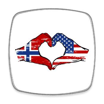 Norway USA Flag Hand Heart Shape Used - Square fridge magnet - white - Front
