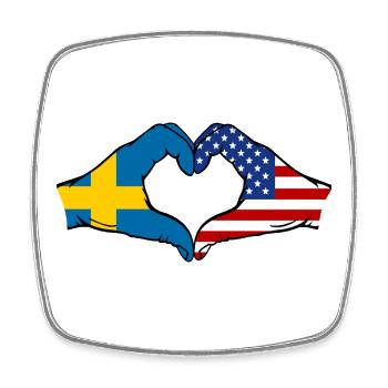 Schweden USA Flagge Hände Herzform - Viereckiger Kühlschrankmagnet - Weiß - Vorne