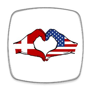 Dänemark USA Flagge Haende Herzform - Viereckiger Kühlschrankmagnet - Weiß - Vorne
