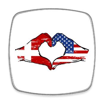 Dänemark USA Flagge Haende Herzform used - Viereckiger Kühlschrankmagnet - Weiß - Vorne