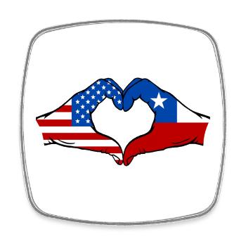 USA Chile Flagge Haende Herzform - Viereckiger Kühlschrankmagnet - Weiß - Vorne