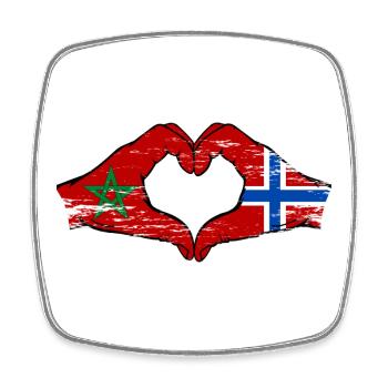Maroc Norvège drapeau main coeur Utilisé - Magnet carré - blanc - Devant