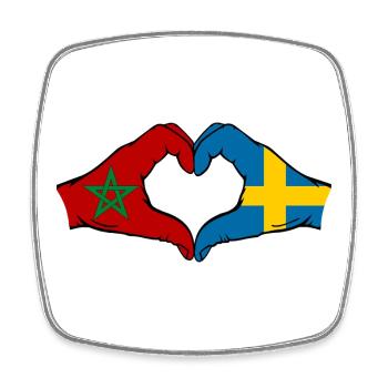 Marokko Schweden Flagge Haende Herzform - Viereckiger Kühlschrankmagnet - Weiß - Vorne
