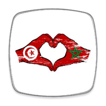 Tunisie Maroc Drapeau Mains Coeur Forme Utilisé - Magnet carré - blanc - Devant