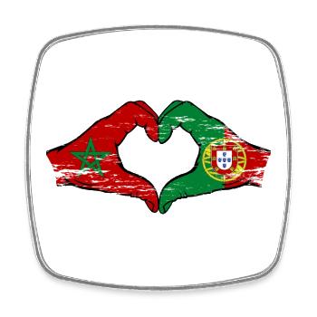 Morocco Portugal Flag Hands Heart Shape Used - Square fridge magnet - white - Front