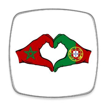 Maroc Portugal Drapeau Mains Coeur Forme - Magnet carré - blanc - Devant