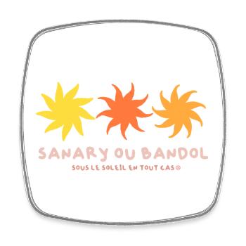 Sanary ou Bandol , sous le soleil en tout cas - Magnet carré - blanc - Devant