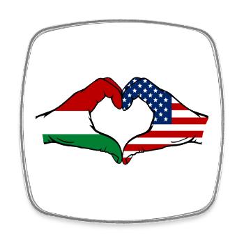 Ungarn USA Flagge Haende Herzform - Viereckiger Kühlschrankmagnet - Weiß - Vorne