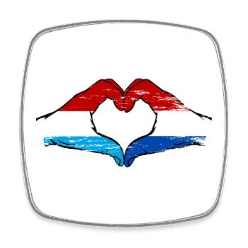 Luxembourg Hollande drapeau mains coeur utilisé - Magnet carré - blanc - Devant