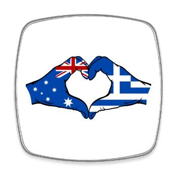 Australien Griechenland Flagge Haende Herzform - Viereckiger Kühlschrankmagnet - Weiß - Vorne