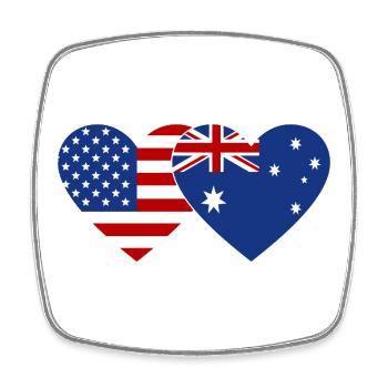 USA Australien Flagge Herzform - Viereckiger Kühlschrankmagnet - Weiß - Vorne