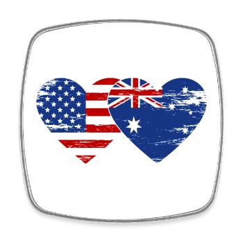 USA Australien Flagge Herzform used - Viereckiger Kühlschrankmagnet - Weiß - Vorne