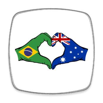 Brazil Australia Hands Heart Shape - Square fridge magnet - white - Front