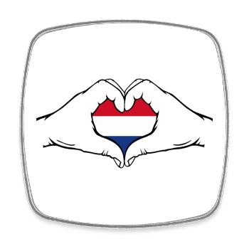 Holland Flagge Herz - Viereckiger Kühlschrankmagnet - Weiß - Vorne