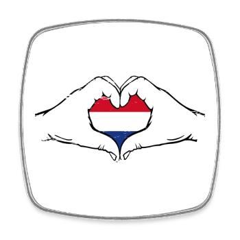 Holland flag heart used - Square fridge magnet - white - Front