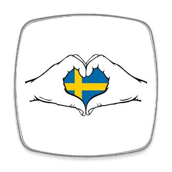 Schweden Flagge Herz - Viereckiger Kühlschrankmagnet - Weiß - Vorne