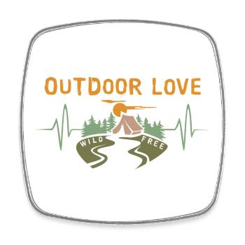 outdoor love - Natur mit Zelt und Wald - Viereckiger Kühlschrankmagnet - Weiß - Vorne