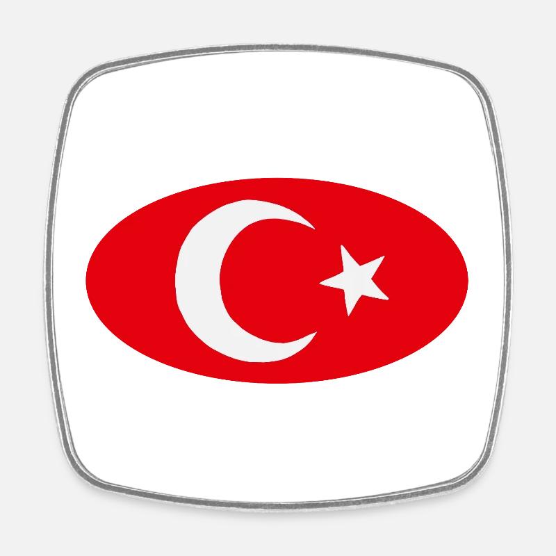 Drapeau Turkiye Turc Ovale - Magnet carré - blanc