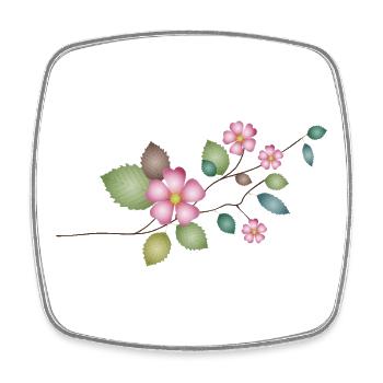 Zweig mit zarten Heckenrosenblüten – Naturdetails - Viereckiger Kühlschrankmagnet - Weiß - Vorne