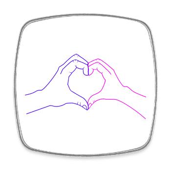 Motif de cœur personnalisé pour les couples – Hand Design - Magnet carré - blanc - Devant