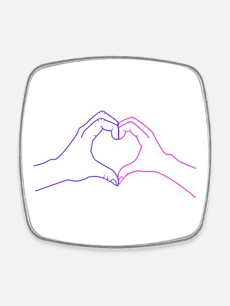 Personalized Heart Motif for Couples – Hand Design - Square fridge magnet - white
