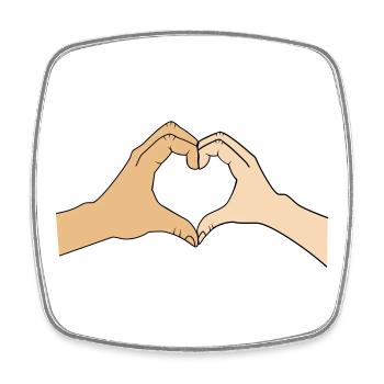 Heart hands – customizable for couples - Square fridge magnet - white - Front