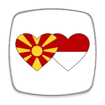 Macédoine Indonésie Drapeau Coeur - Magnet carré - blanc - Devant