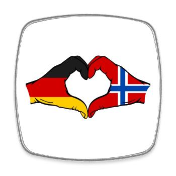 Germany Norway Flag Hands Heart Shape - Square fridge magnet - white - Front