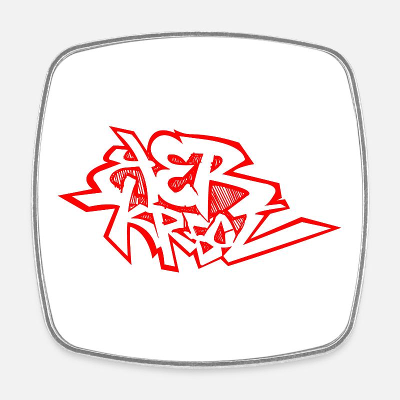 Graffiti 974 Ker Kreol - Rouge - Magnet carré - blanc