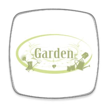 Panneau de jardin vintage anglais avec outils - Magnet carré - blanc - Devant