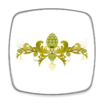 Dekorative Hopfenranke mit Ornament–Bierbrau-Motiv - Viereckiger Kühlschrankmagnet - Weiß - Vorne