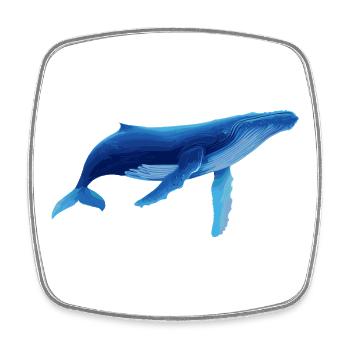 Baleine en bleu avec des motifs marins - Magnet carré - blanc - Devant
