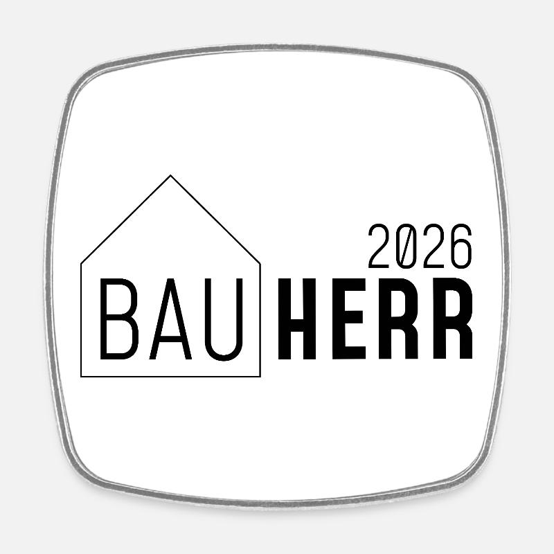 Constructeur avec maison 2026 - Magnet carré - blanc