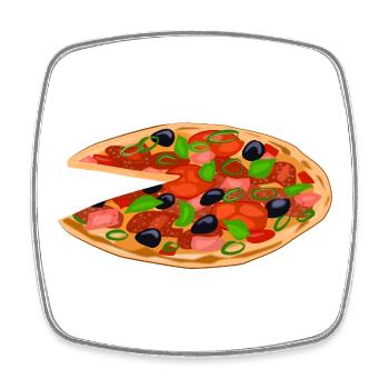 Pizza essen - Viereckiger Kühlschrankmagnet - Weiß - Vorne