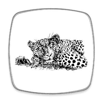 LEOPARD - Viereckiger Kühlschrankmagnet - Weiß - Vorne