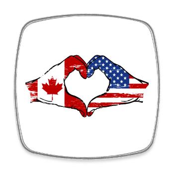 Kanada USA Flagge Herzform used - Viereckiger Kühlschrankmagnet - Weiß - Vorne