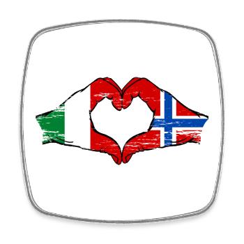Drapeau de l'Italie et de la Norvège en forme de cœur - Magnet carré - blanc - Devant