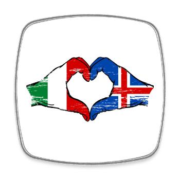 Italien Island Flagge Hände Herzform used - Viereckiger Kühlschrankmagnet - Weiß - Vorne