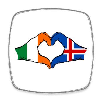 Ireland Iceland flag hands heart shape - Square fridge magnet - white - Front